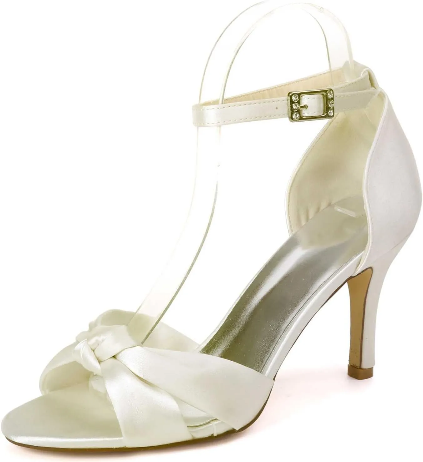 TarfiC Women's Open Toe Kitten Heels with Ankle Strap Low Heel Dress Shoes, 2.36" Buckle Detail, Ideal for Weddings, Proms, & Bridal Events