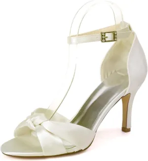 TarfiC Women's Open Toe Kitten Heels with Ankle Strap Low Heel Dress Shoes, 2.36" Buckle Detail, Ideal for Weddings, Proms, & Bridal Events