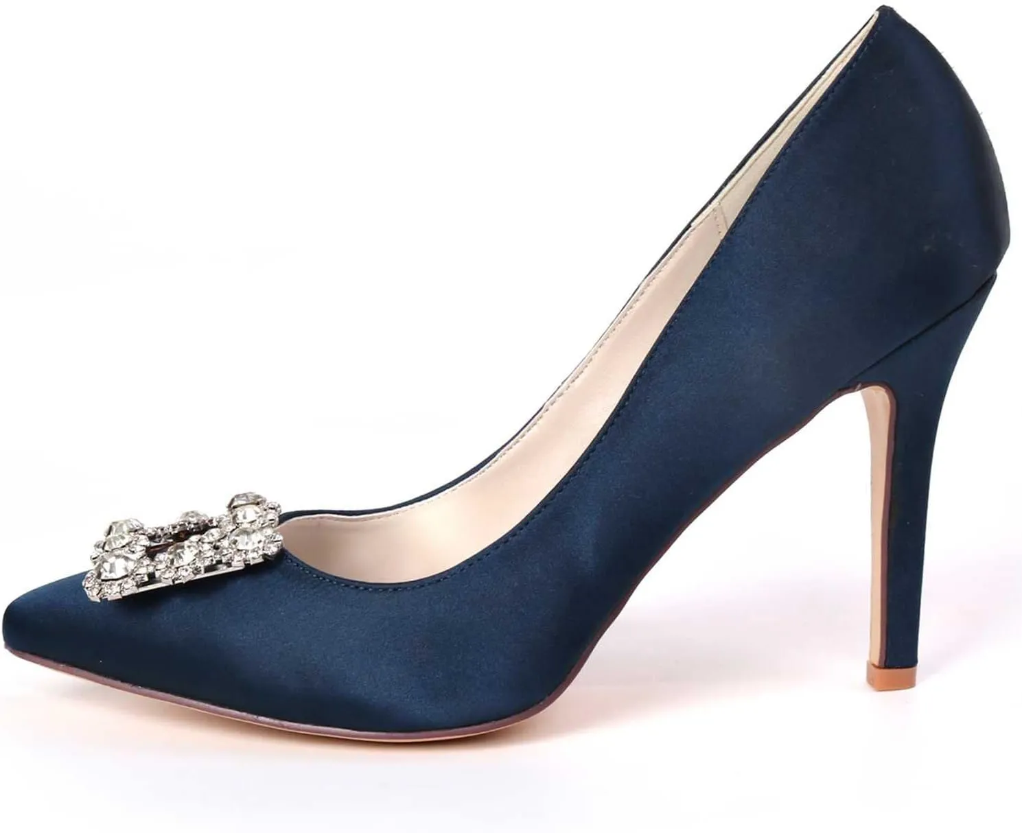 TarfiC Women's Stiletto High Heel Sandals Closed-Toe Slip on Satin Dress Shoes for Women Bride Ladies in Wedding Bridal Party Homecoming