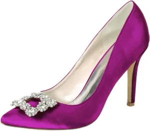 TarfiC Women's Stiletto High Heel Sandals Closed-Toe Slip on Satin Dress Shoes for Women Bride Ladies in Wedding Bridal Party Homecoming