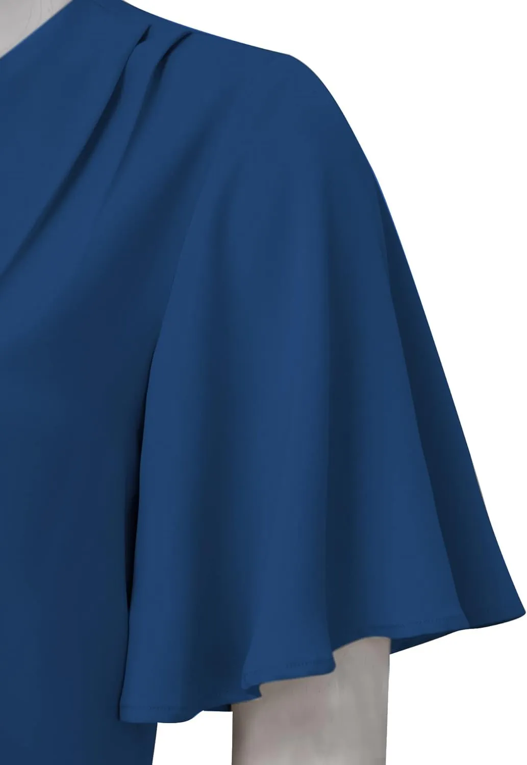 Timeson Women's V Neck Chiffon Blouse Ruffle Sleeve Ladies Work Shirts