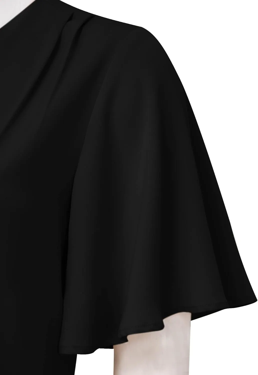 Timeson Women's V Neck Chiffon Blouse Ruffle Sleeve Ladies Work Shirts