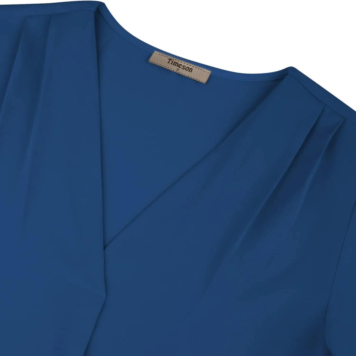 Timeson Women's V Neck Chiffon Blouse Ruffle Sleeve Ladies Work Shirts