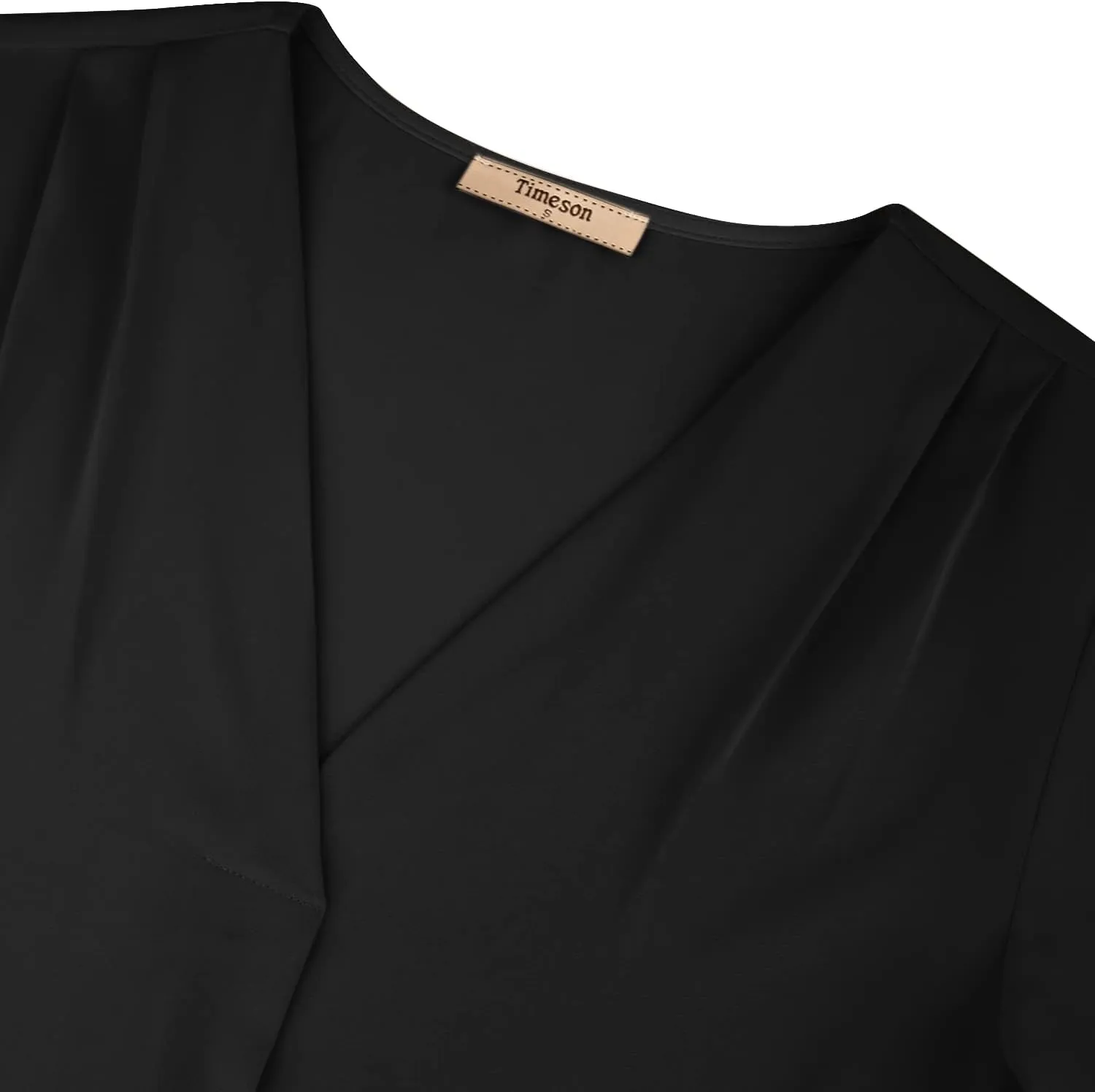 Timeson Women's V Neck Chiffon Blouse Ruffle Sleeve Ladies Work Shirts