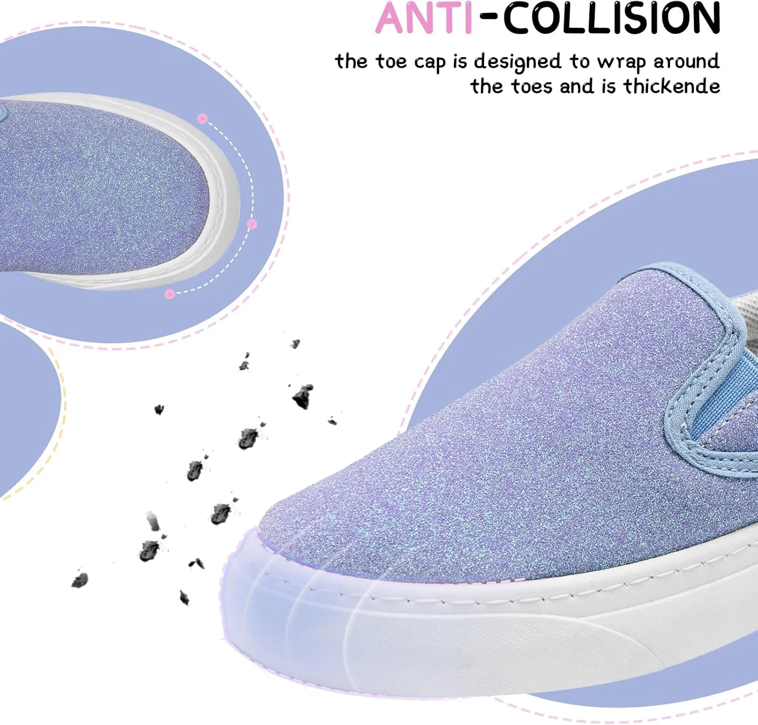 Toddler Sneakers for Girls Boys Low Top Slip On Kids Canvas Casual Shoes Comfortable Walking Sequins Glitter Shoes