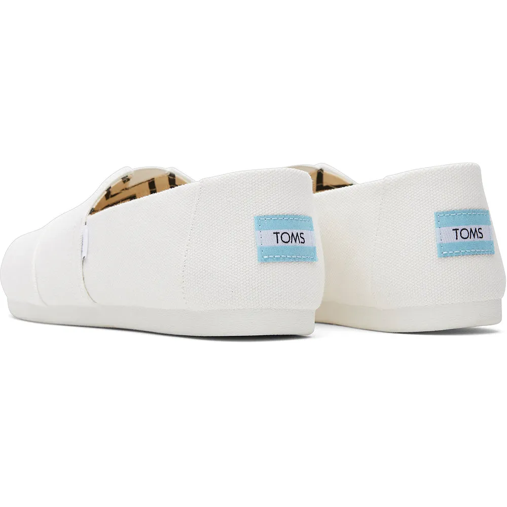TOMS Women Alpargata Recycled Cotton Canvas Shoes - White
