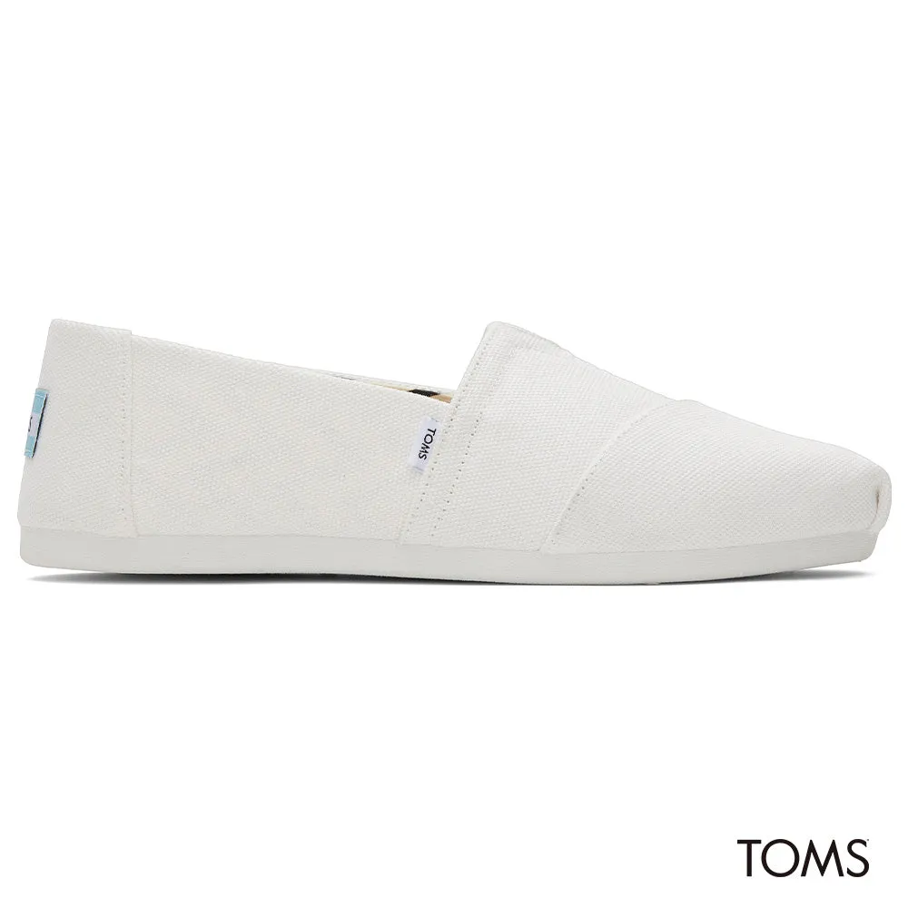 TOMS Women Alpargata Recycled Cotton Canvas Shoes - White
