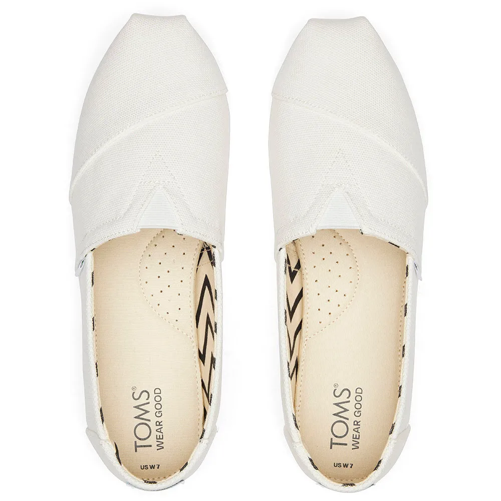 TOMS Women Alpargata Recycled Cotton Canvas Shoes - White