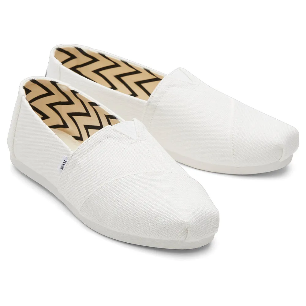 TOMS Women Alpargata Recycled Cotton Canvas Shoes - White