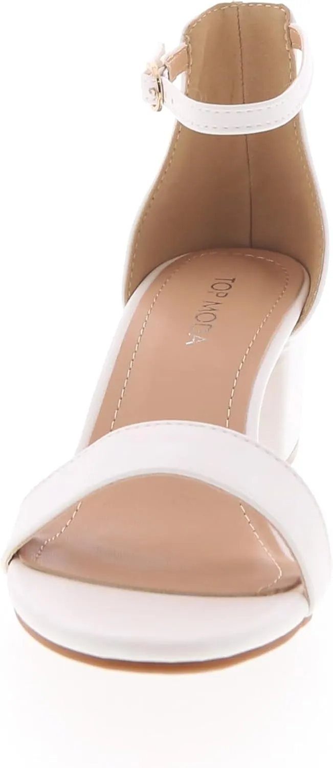TOP Moda Darcie-1 Ankle Strap Dressy High Heel Sandal, Non-slip Sole, For Wedding, Party, Prom, Evening Wear, or Any Occasion, Sleek Style Block Heel Sandals