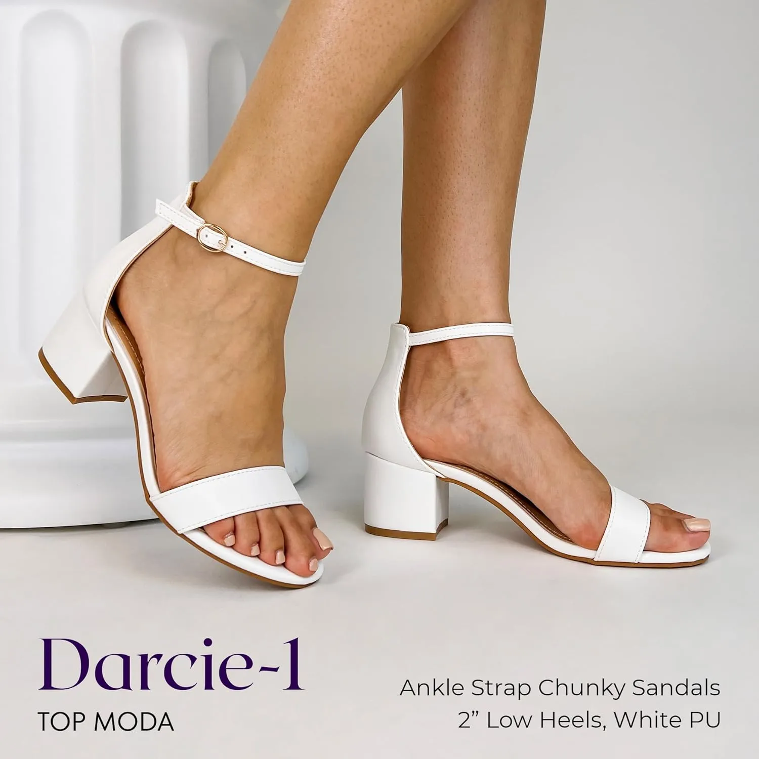 TOP Moda Darcie-1 Ankle Strap Dressy High Heel Sandal, Non-slip Sole, For Wedding, Party, Prom, Evening Wear, or Any Occasion, Sleek Style Block Heel Sandals