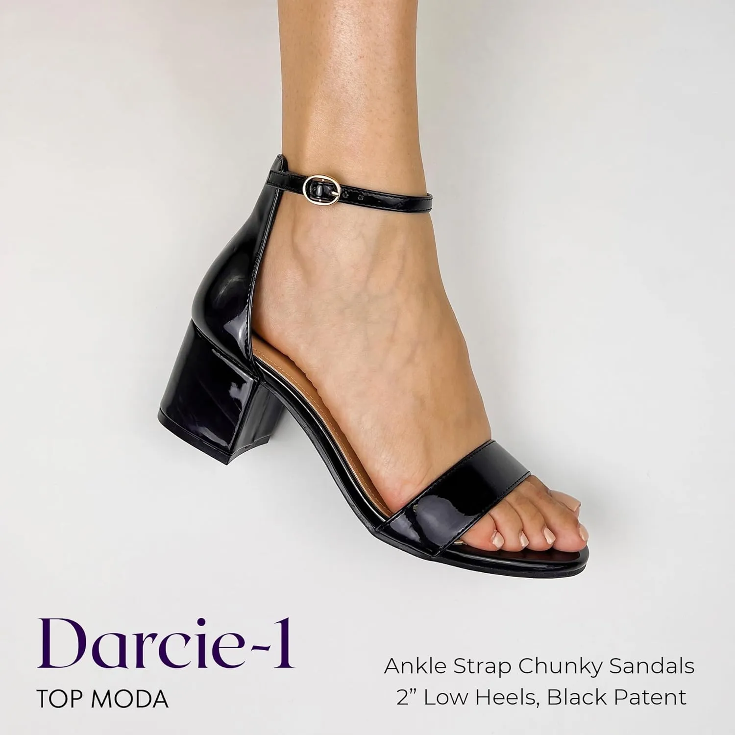 TOP Moda Darcie-1 Ankle Strap Dressy High Heel Sandal, Non-slip Sole, For Wedding, Party, Prom, Evening Wear, or Any Occasion, Sleek Style Block Heel Sandals