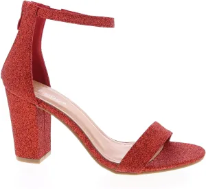 TOP MODA Hannah-1 Ankle Strap Dressy High Heel Sandal, Non-slip Sole, For Wedding, Party, Prom, Evening Wear, or Any Occasion, Sleek Style Block Heel Sandals