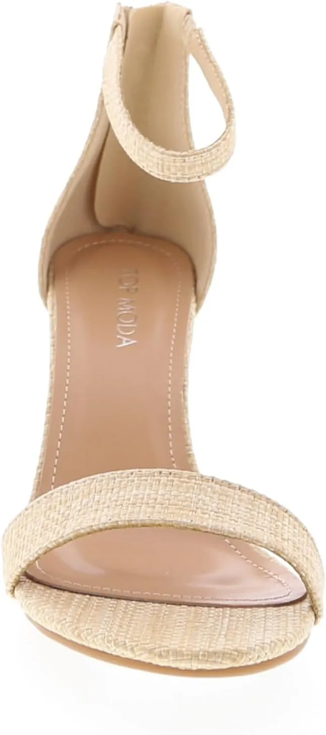 TOP MODA Hannah-1 Ankle Strap Dressy High Heel Sandal, Non-slip Sole, For Wedding, Party, Prom, Evening Wear, or Any Occasion, Sleek Style Block Heel Sandals