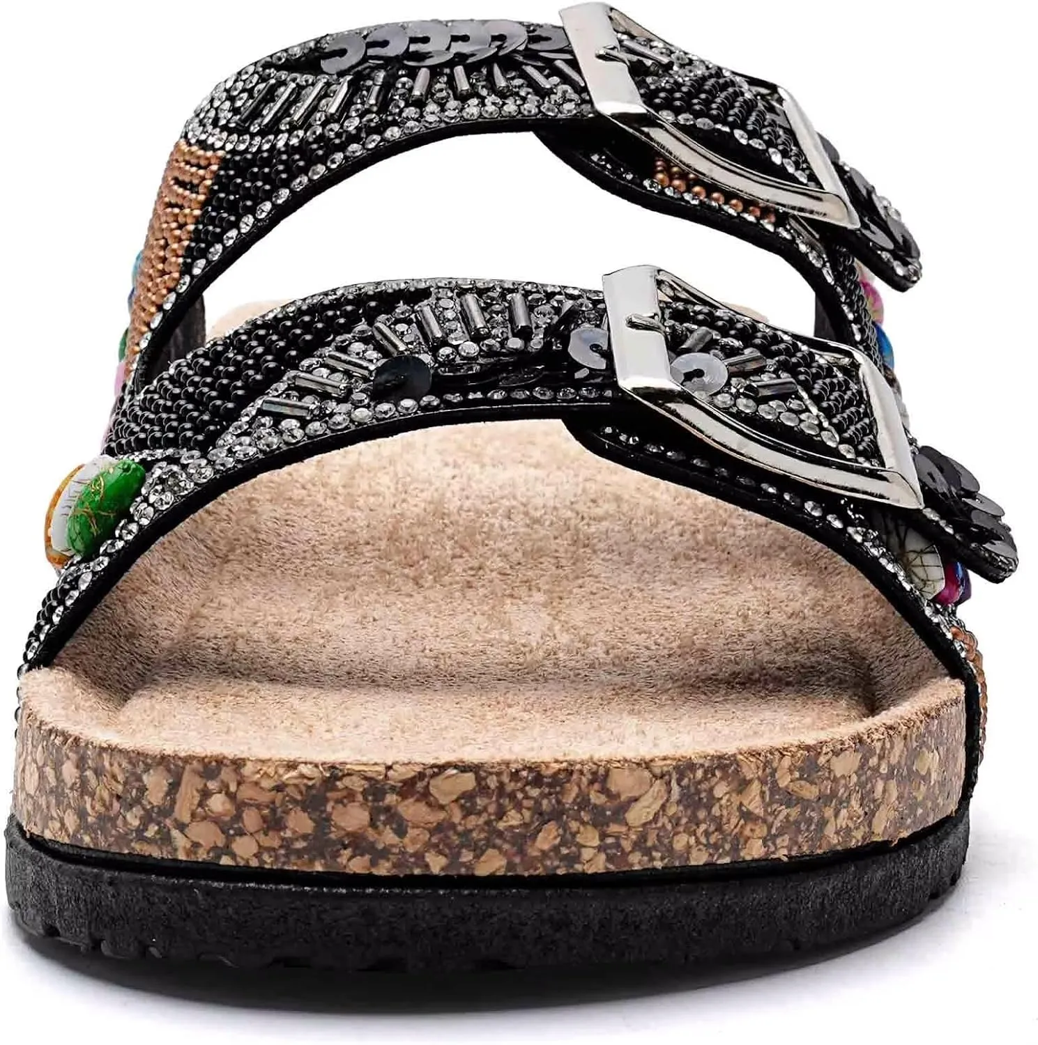 Torotto Womens Slides with Cork Footbed Open Toe Adjustable Webbing Flat Sandals for Walking | Beach | Indoor