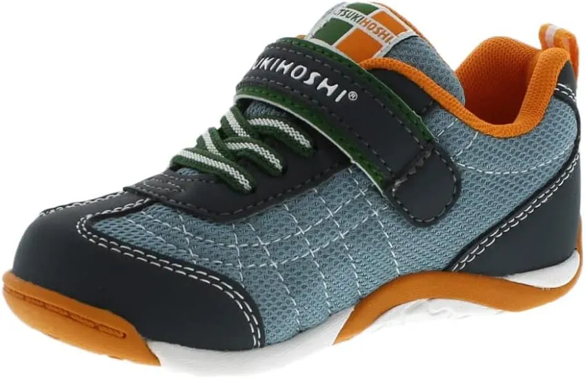 TSUKIHOSHI KAZ Kids Shoes - Strap-Closure Machine-Washable Kids and Toddler Shoes with Wide Toe Box & Slip-Resistant, Non-Marking Outsoles, Charcoal/Sea - 7.5 Toddler (1-4 Years)