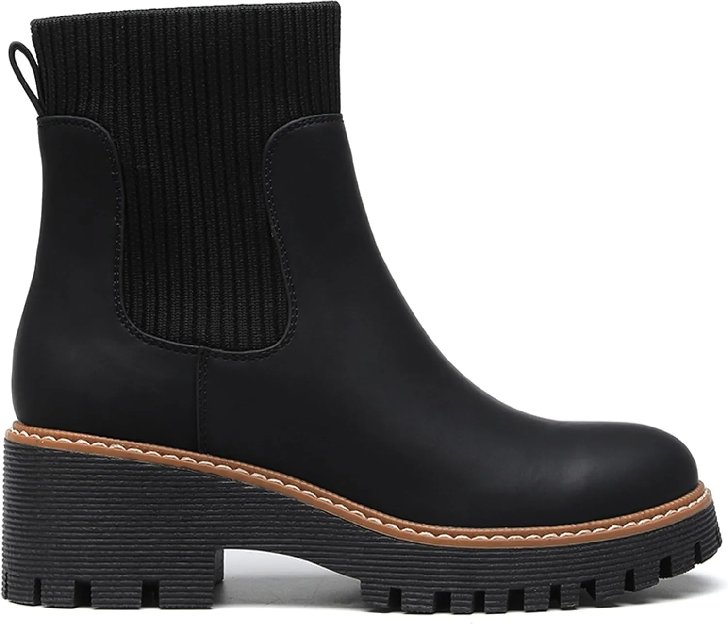 TYNDALL Women's Platform Chelsea Boots Fashion Shoes Meets Comfort Elastic Detail Ankle Heel Lug Sole Chunky Booties