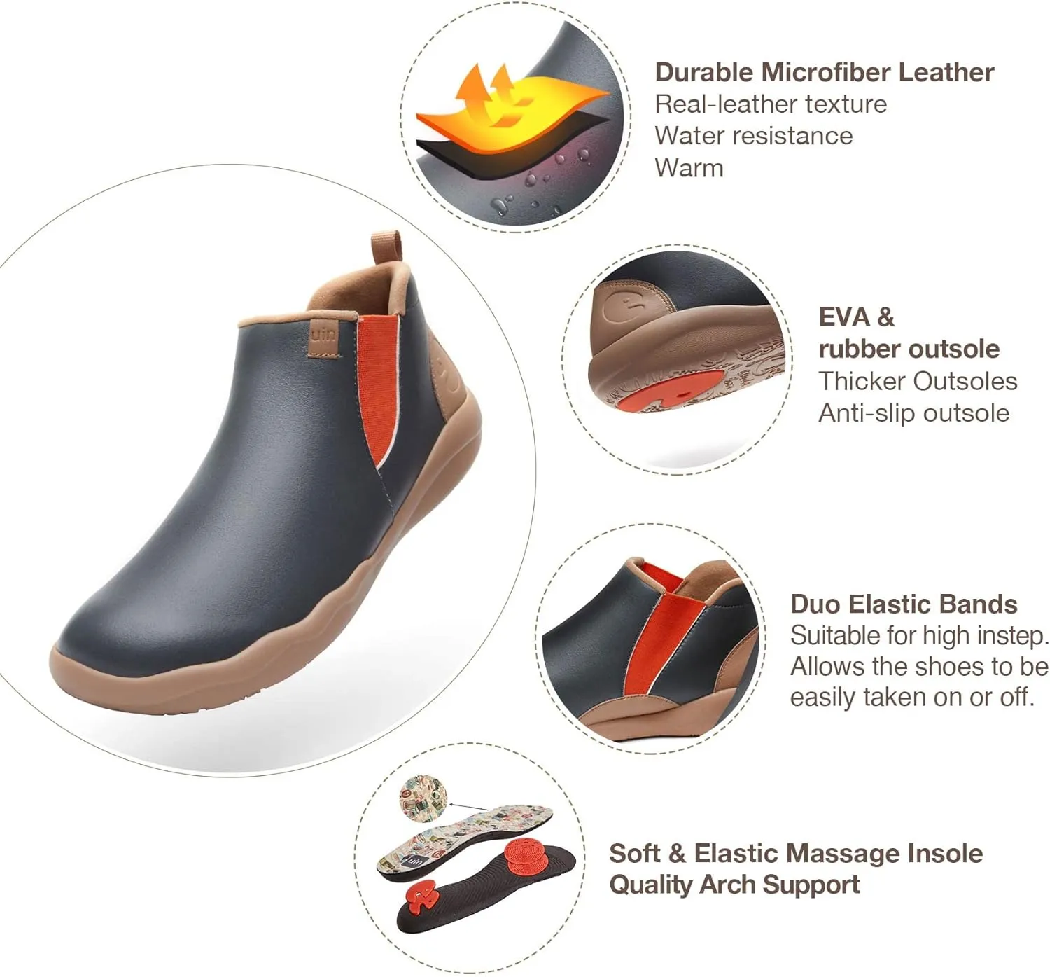 UIN Men's Ankle Fashion Chelsea Boots Cow Suede Casual Comfort Walking Shoes Granada