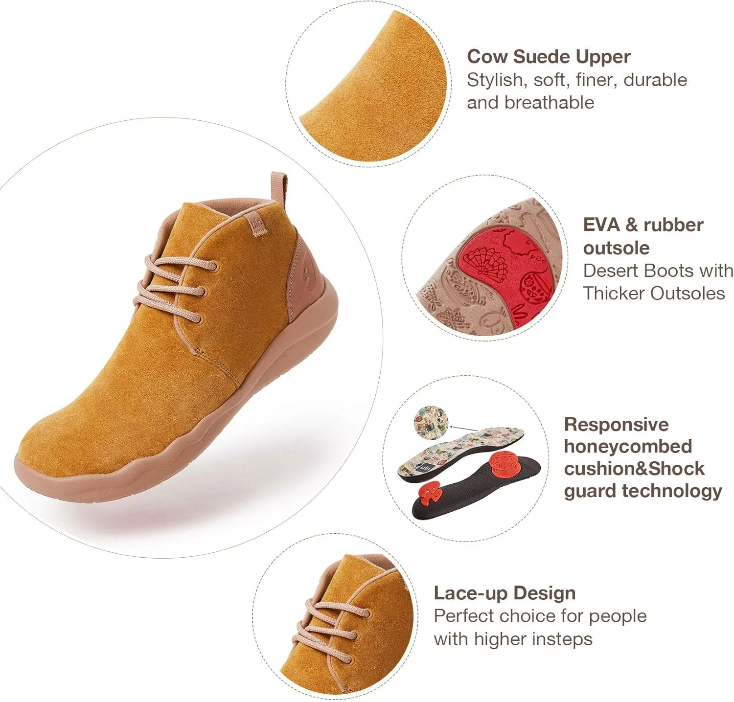 UIN Men's Ankle Fashion Chelsea Boots Cow Suede Casual Comfort Walking Shoes Granada