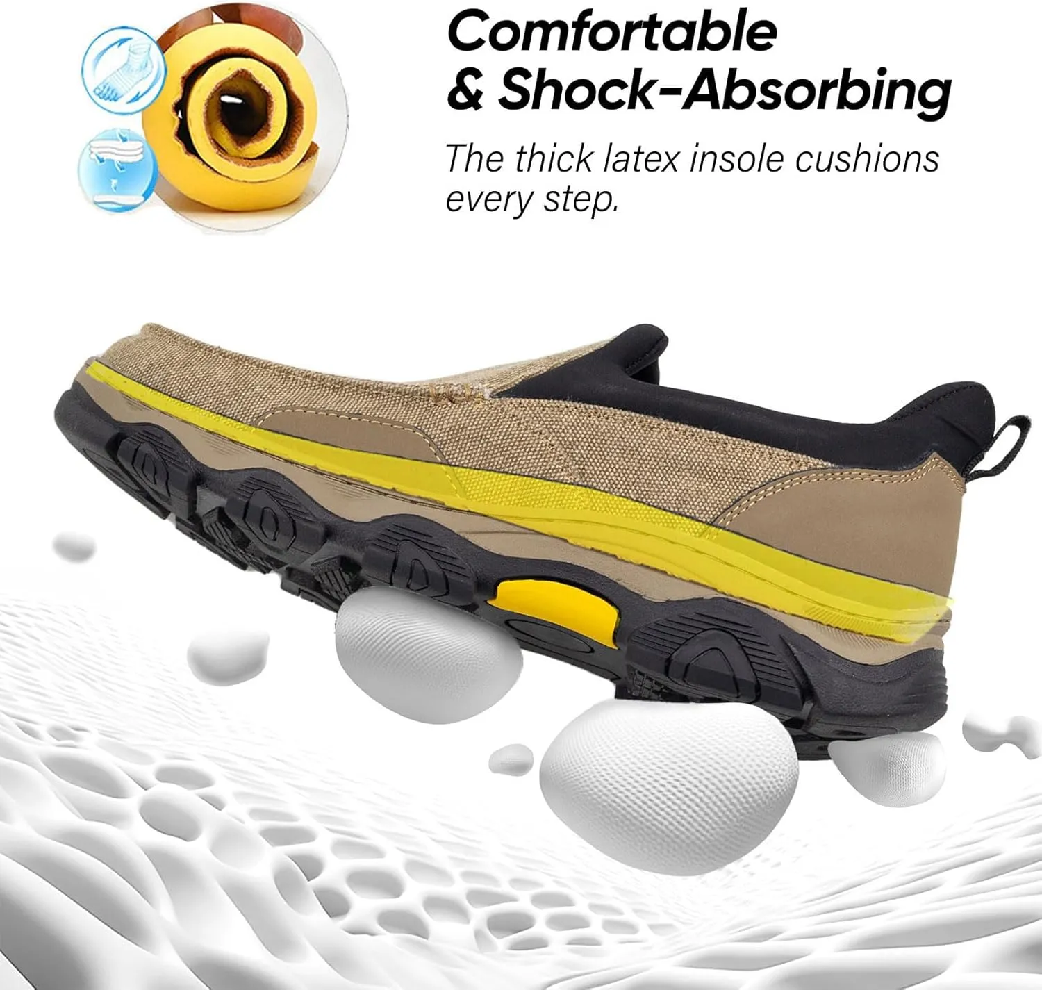UPIShi Men's Hands Free Slip On Loafer Slip-ins Walking Casual Canvas Lightweight Indoor Outdoor Cushioning Shoes