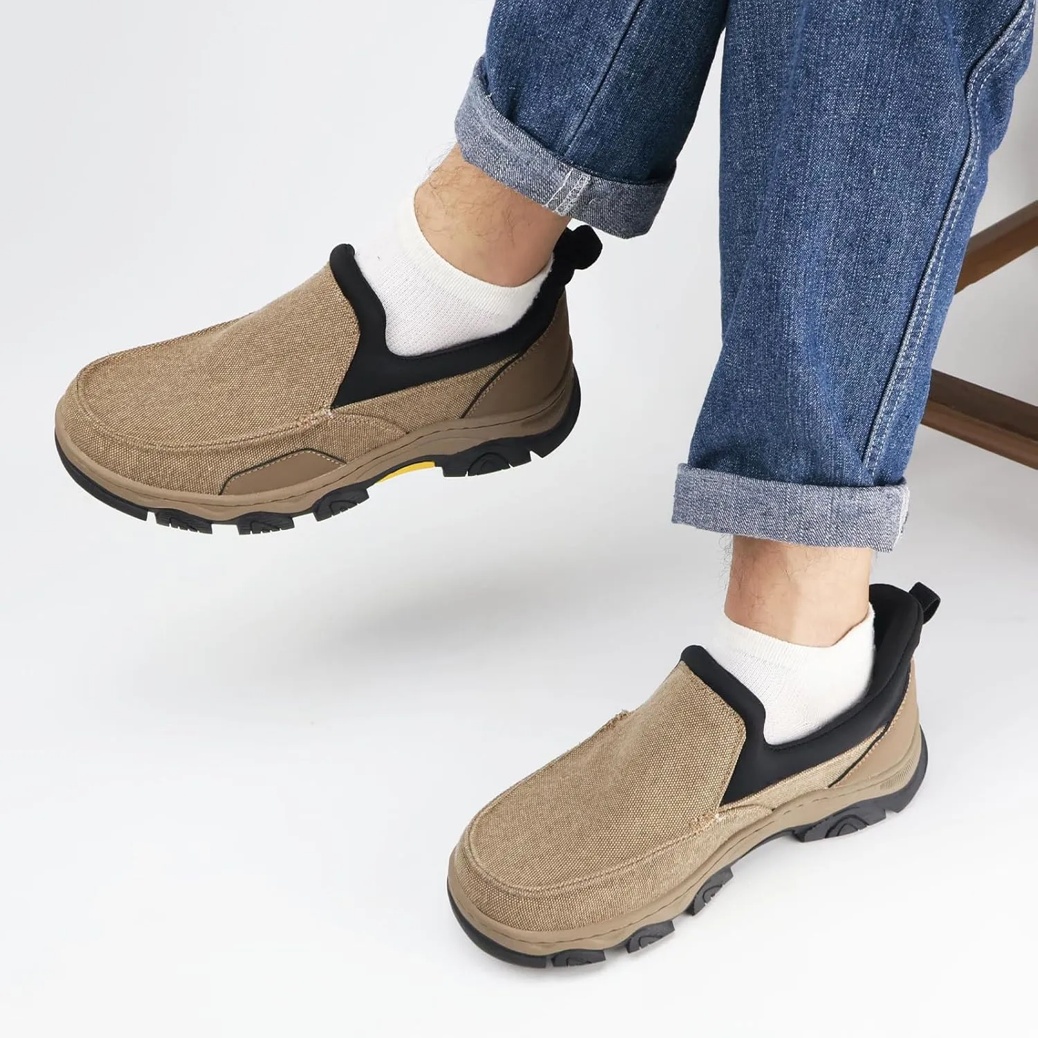 UPIShi Men's Hands Free Slip On Loafer Slip-ins Walking Casual Canvas Lightweight Indoor Outdoor Cushioning Shoes