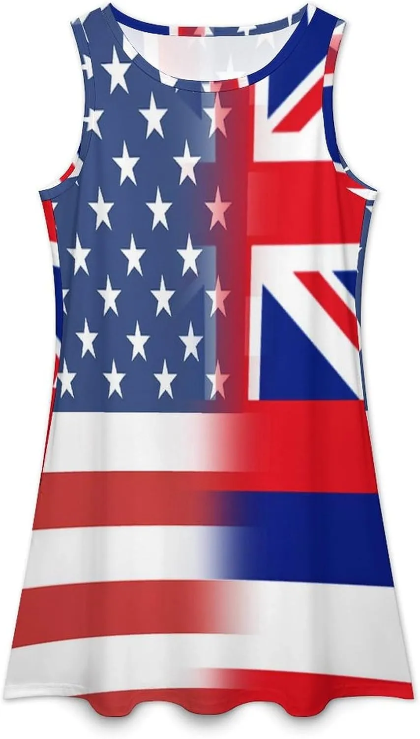 USA and Hawaii State Flag Women's Summer Dress Sleeveless Casual Loose Beach Vacation Tank Sundress