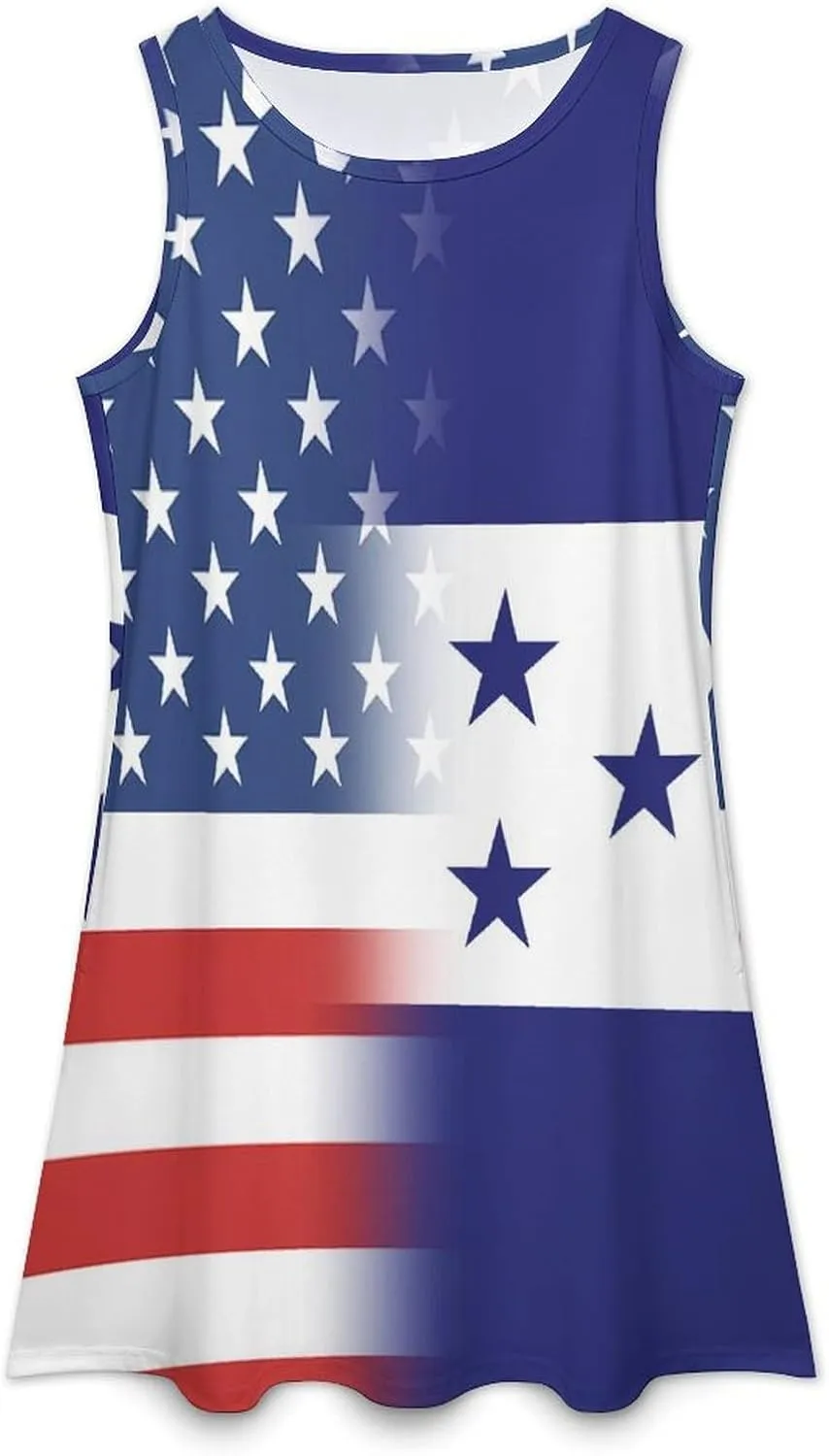 USA and Honduras Map Flag Women's Summer Dress Sleeveless Casual Loose Beach Vacation Tank Sundress