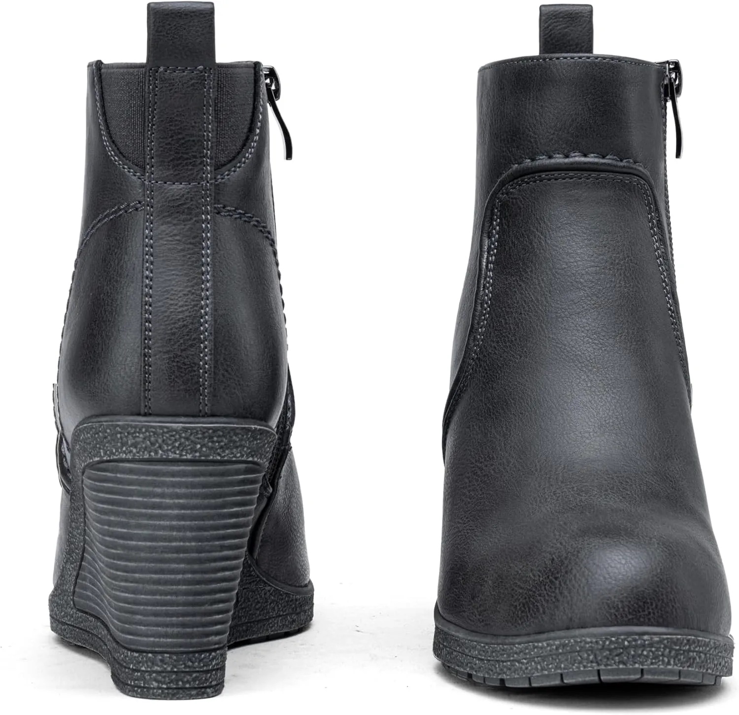 Vepose Women's 9679 Low Wedge Boots, Comfortable Ankle Booties with Inside Zipper