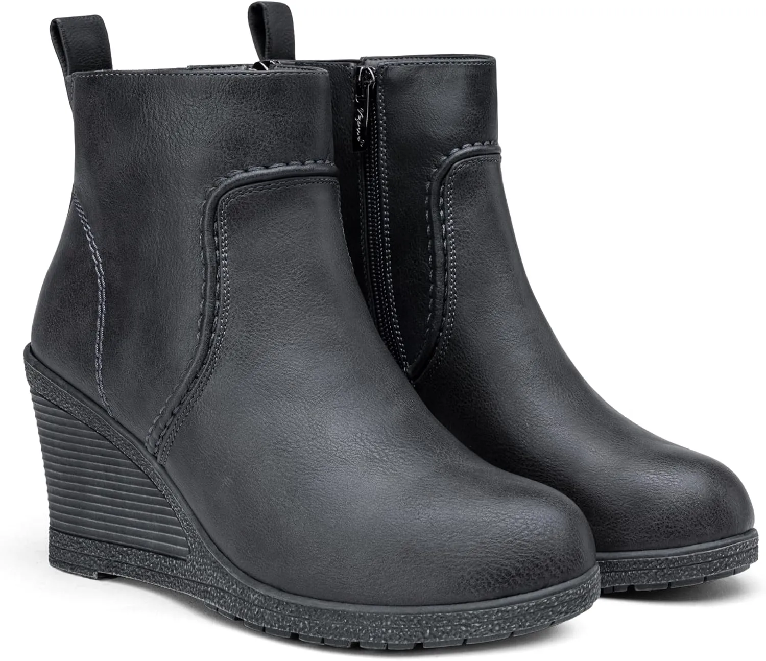 Vepose Women's 9679 Low Wedge Boots, Comfortable Ankle Booties with Inside Zipper
