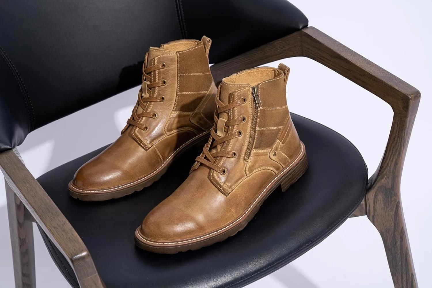 Vostey Mens Boots Motorcycle Casual Boots for Men Zipper Fashion Chukka Boots Mens
