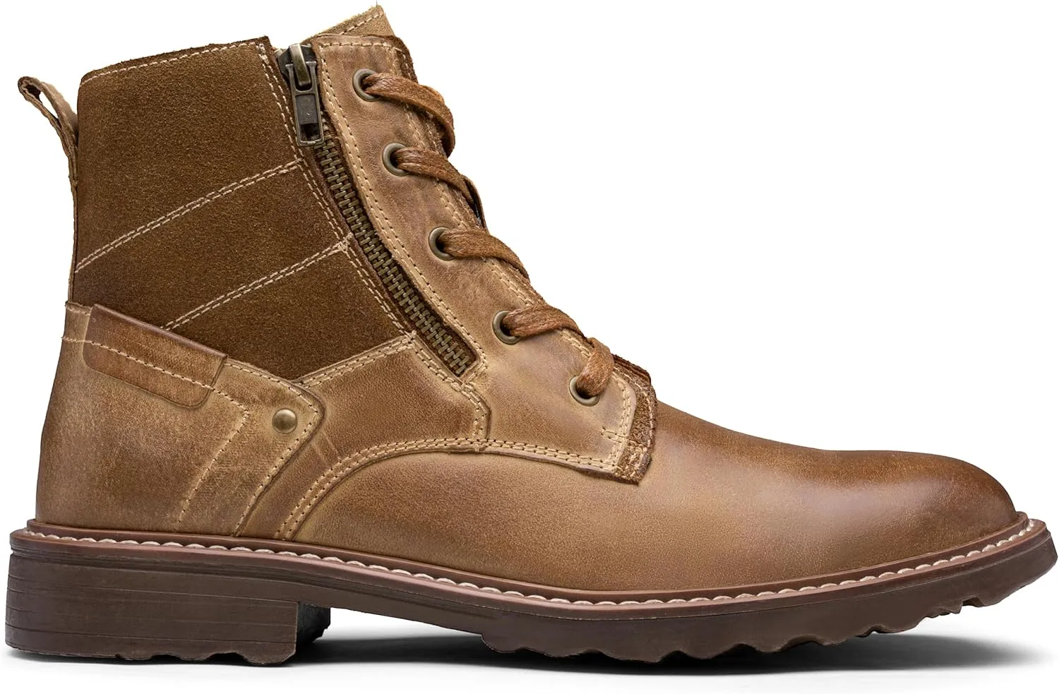 Vostey Mens Boots Motorcycle Casual Boots for Men Zipper Fashion Chukka Boots Mens