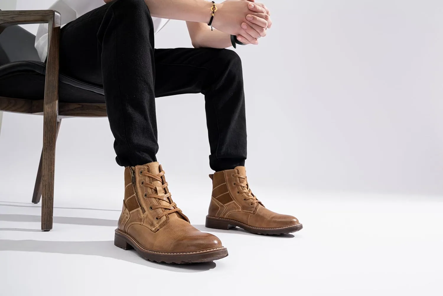 Vostey Mens Boots Motorcycle Casual Boots for Men Zipper Fashion Chukka Boots Mens