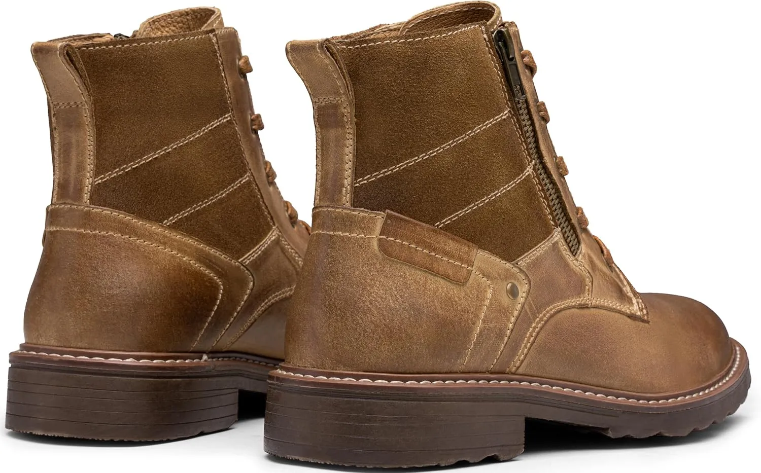 Vostey Mens Boots Motorcycle Casual Boots for Men Zipper Fashion Chukka Boots Mens