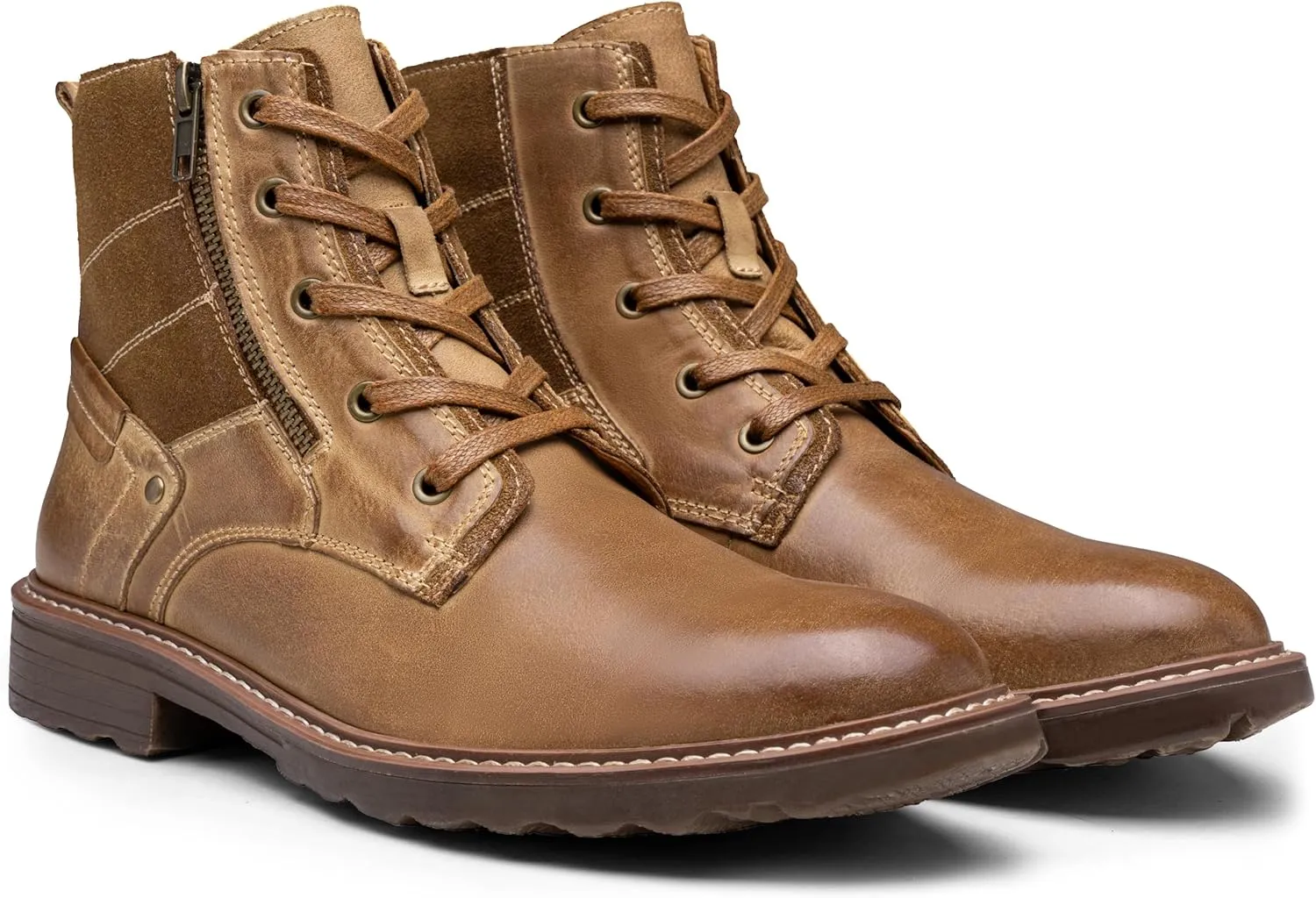 Vostey Mens Boots Motorcycle Casual Boots for Men Zipper Fashion Chukka Boots Mens