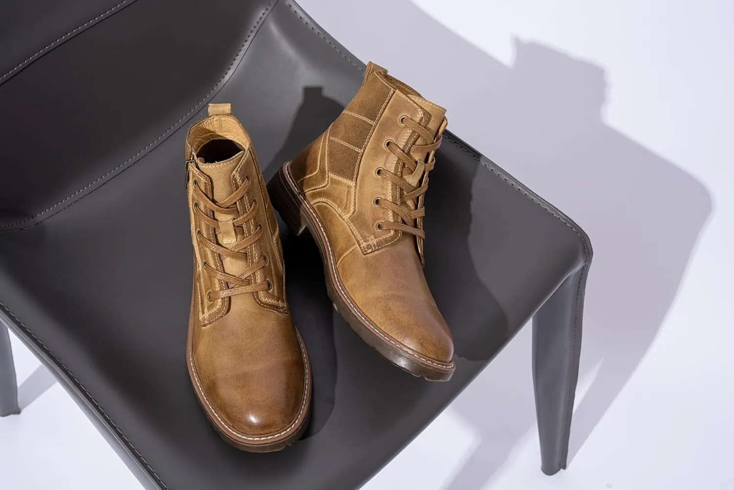 Vostey Mens Boots Motorcycle Casual Boots for Men Zipper Fashion Chukka Boots Mens