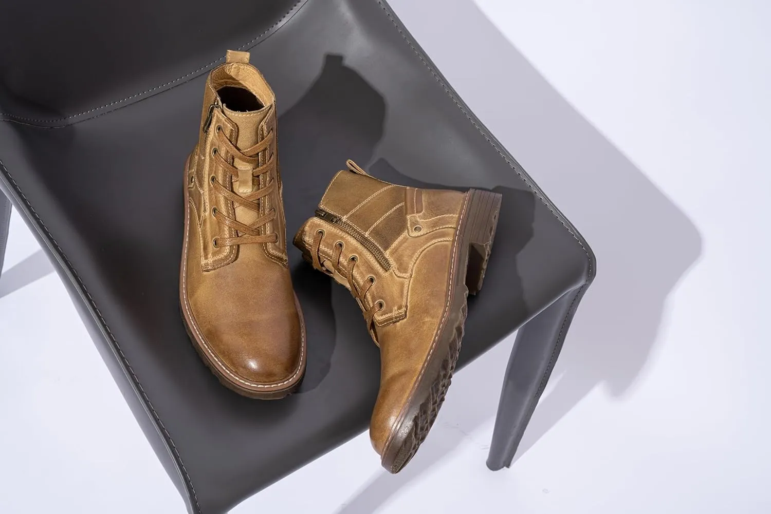 Vostey Mens Boots Motorcycle Casual Boots for Men Zipper Fashion Chukka Boots Mens