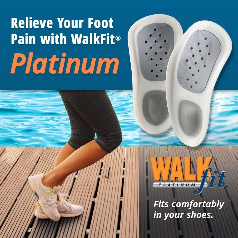 WalkFit Platinum Foot Orthotics Plantar Fasciitis Arch Support Insoles Relieve Foot Back Hip Leg and Knee Pain Improve Balance Alignment FSA HSA Eligible (Men 9-9.5 / Women 10-10.5)