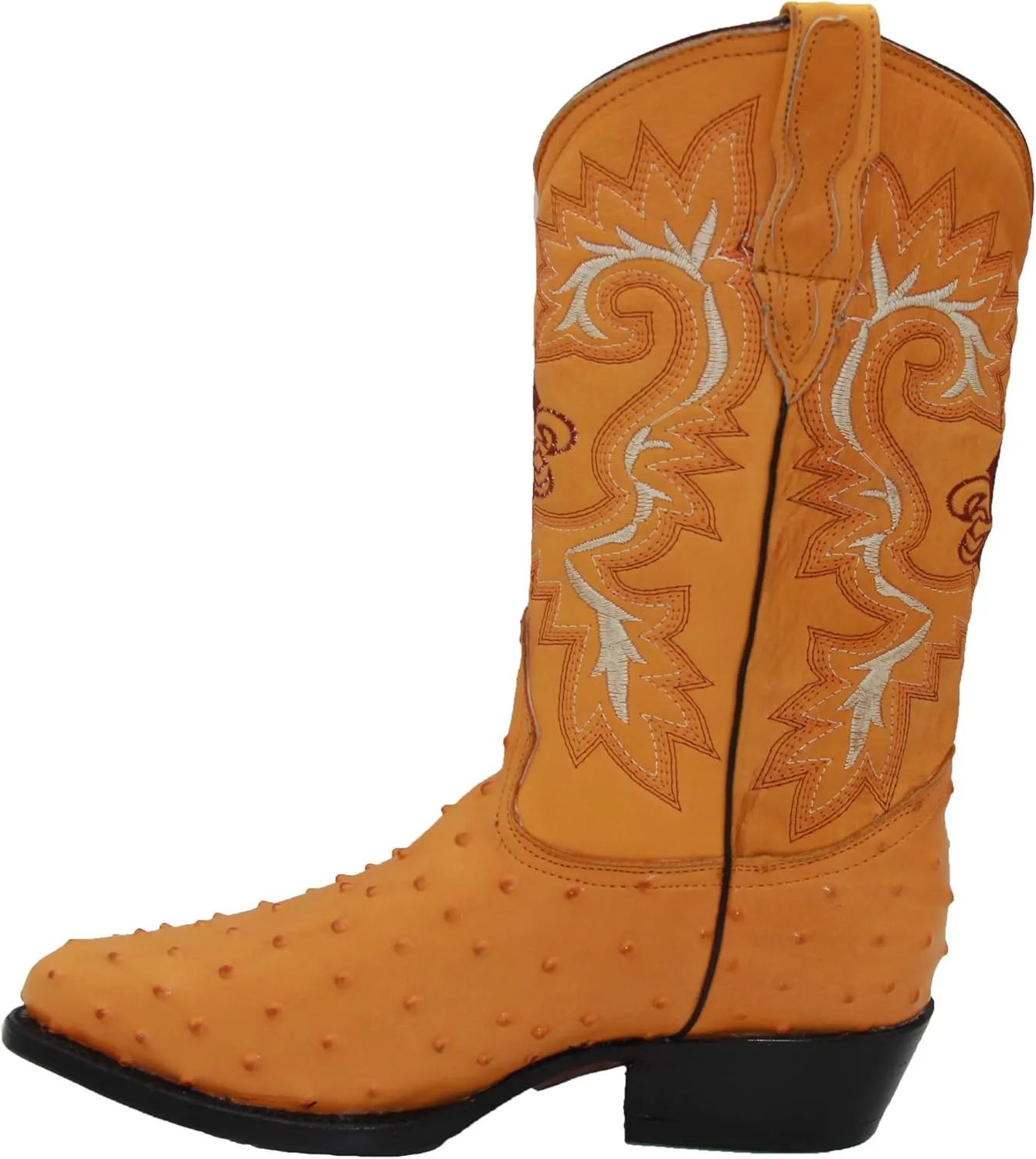 Western Shops Mens Leather Ostrich Quill Print Western Cowboy Boots