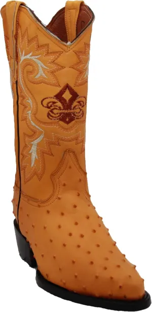 Western Shops Mens Leather Ostrich Quill Print Western Cowboy Boots