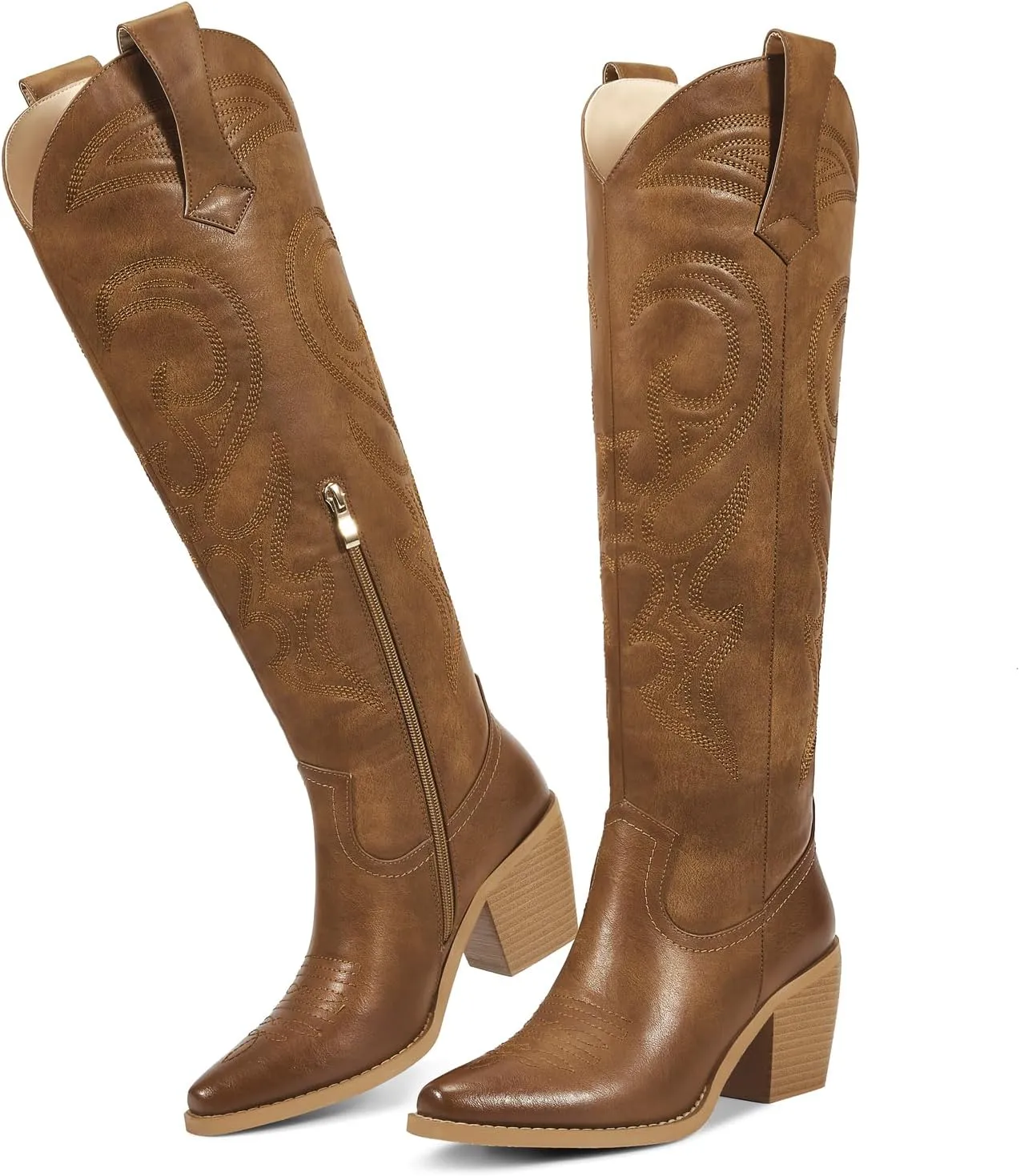 wetkiss Cowboy Boots for Women Knee High, Cowgirl Boots Women Rhinestone Comfort Fashion Tall Sparkling Western Boots Boots for Women