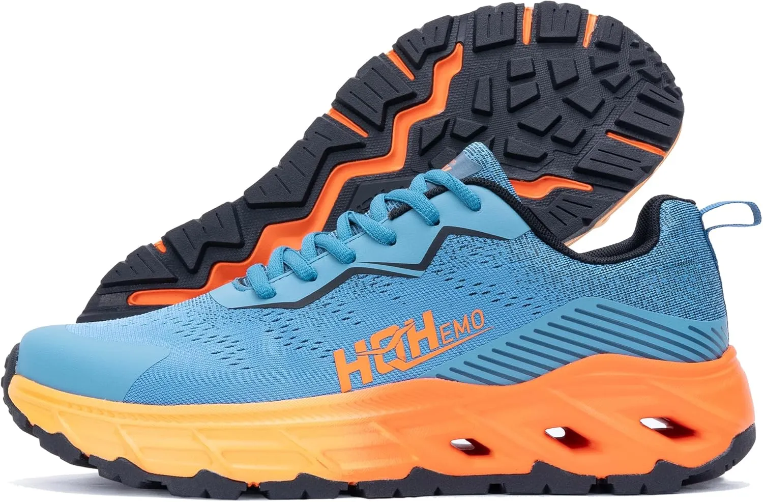 Wide Trail Running Shoes for Mens - FALKON 1.0 Waterproof Hiking Sneakers Wide Width for Outdoor with Jet-Holes Sole