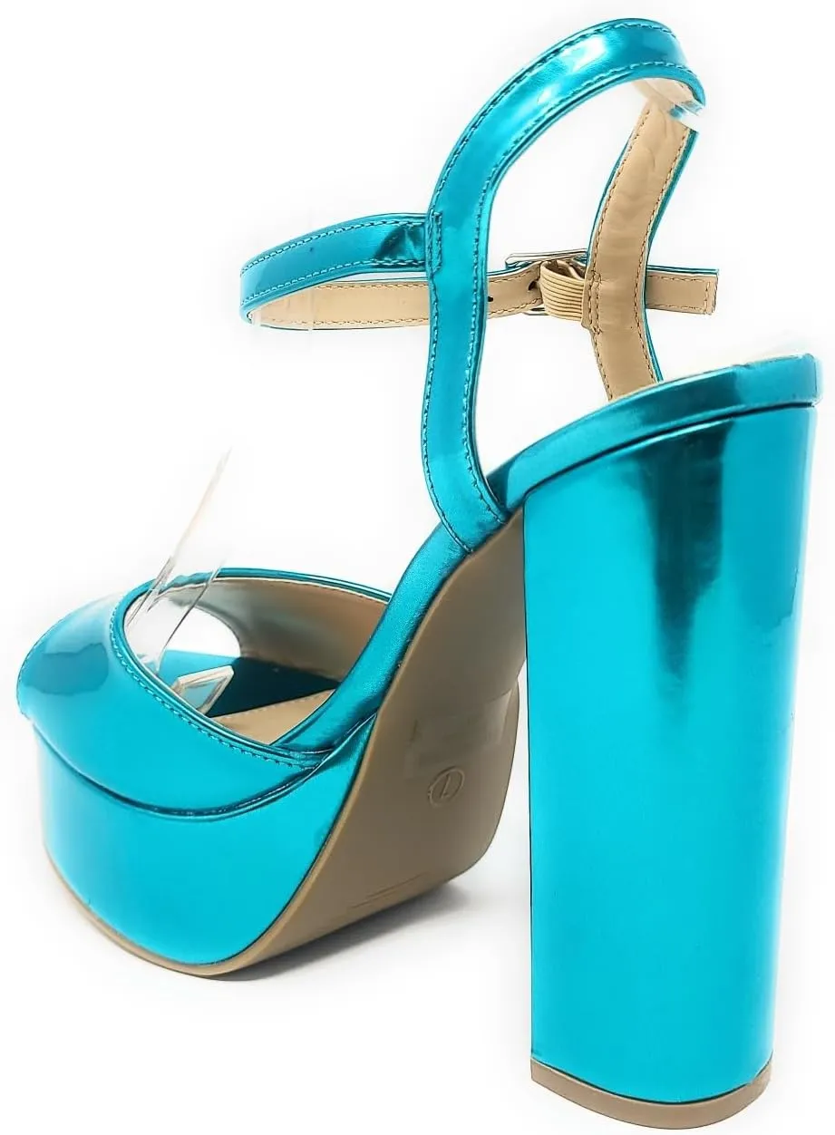 Wild Diva Women's Open Toe Ankle Strap High Heel Sandals
