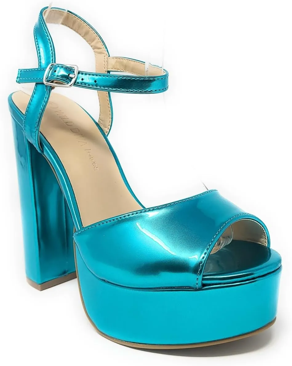 Wild Diva Women's Open Toe Ankle Strap High Heel Sandals