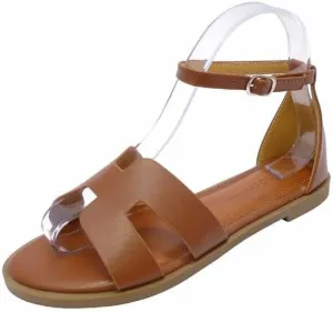 Wild Diva Women's Round Toe With Buckle Ankle Strap Sandals