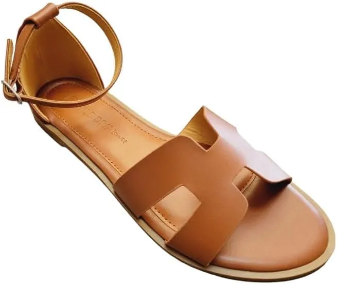 Wild Diva Women's Round Toe With Buckle Ankle Strap Sandals