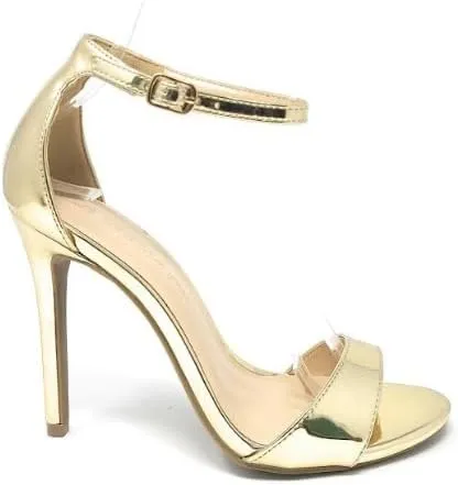 Wild Diva Women's Tampa Round Toe Single Band Ankle Strap Stiletto High Heel Sandals