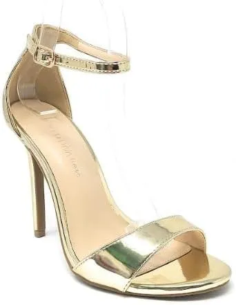 Wild Diva Women's Tampa Round Toe Single Band Ankle Strap Stiletto High Heel Sandals