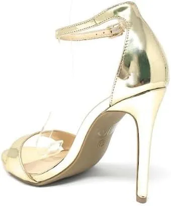 Wild Diva Women's Tampa Round Toe Single Band Ankle Strap Stiletto High Heel Sandals