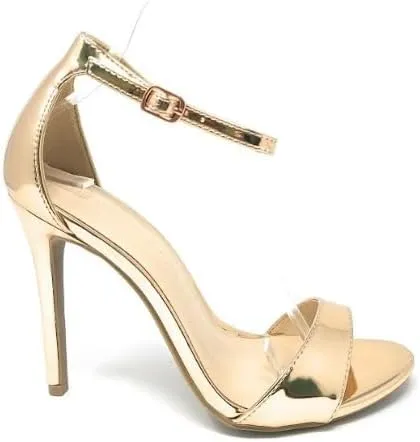Wild Diva Women's Tampa Round Toe Single Band Ankle Strap Stiletto High Heel Sandals