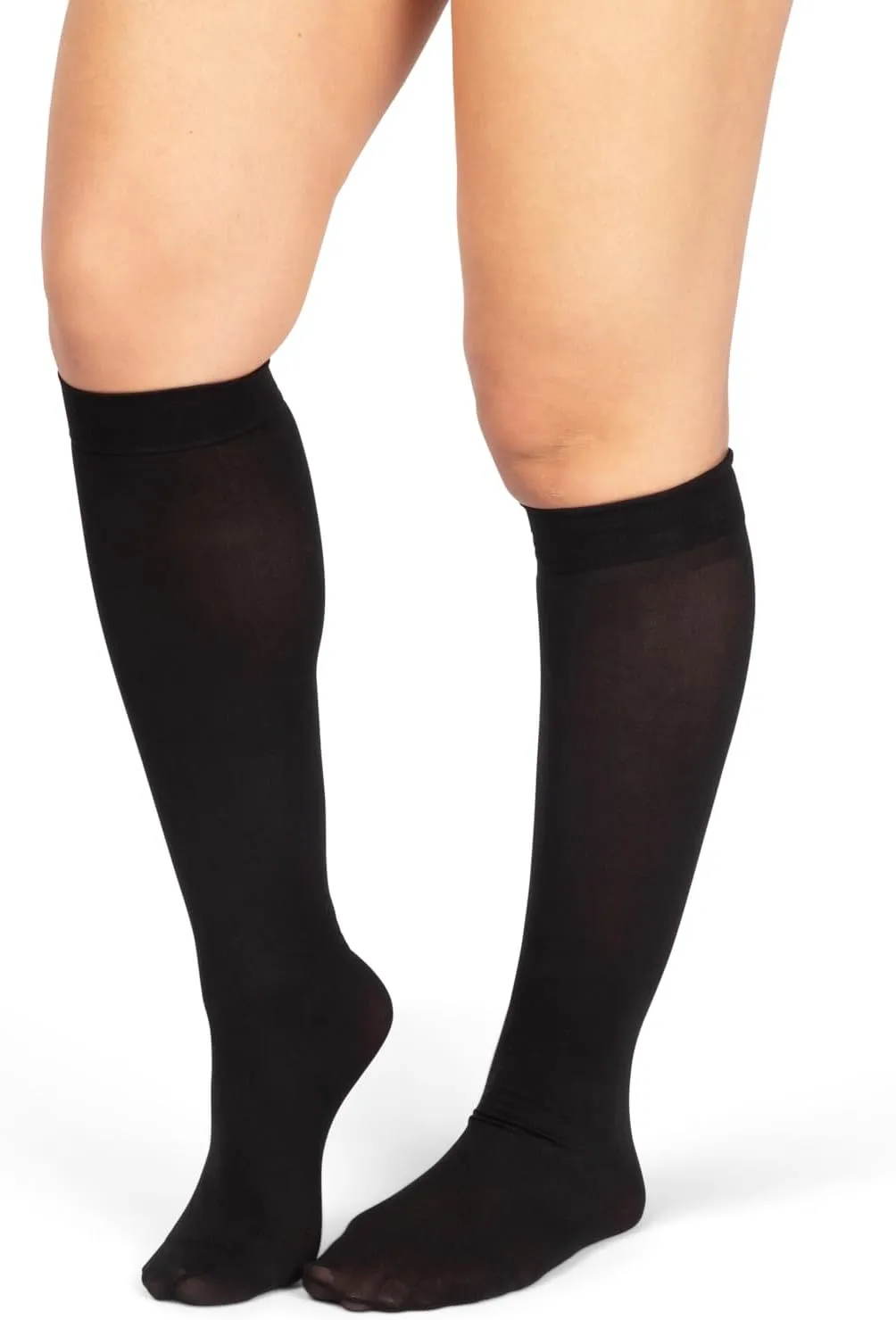 Winterlace Women’s Trouser Socks, Opaque Stretchy Nylon Knee High, Many Colors, 6 or 12 Pairs